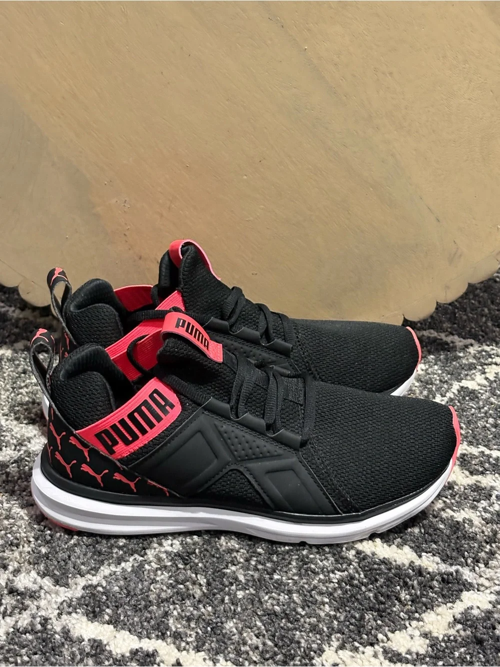 PUMA Enzo 2 High Top Youth 6C/Women's 7.5 Black Pink Running Shoes
